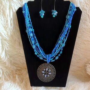 Beaded Necklace & Earrings Set EUC